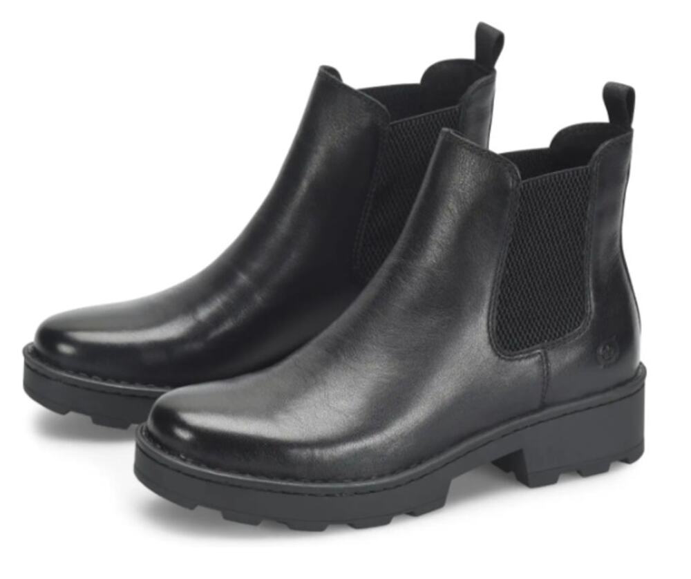 BORN Womens Verona Chelsea Ankle Boots Size 6.5 M EU 37 Black Leather NIB
